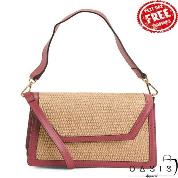 CHIARA FERRETTI Made In Italy Leather Geometric Flap Over Shoulder Bag With Raff - Picture 1 of 4